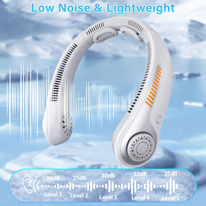 Portable Neck Fan - Rechargeable Personal Fan with Neck Brace, 5 Speeds, All-Around Cooling, Hands-Free Bladeless Lightweight Quiet Neck Fans That Blow Cold Air Gift for Women/Men, Hot Flashes, Travel