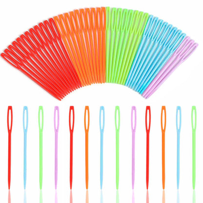 LoveInUSA 100 PCS Plastic Needles for Kids, Large Eye Plastic Sewing Needles for Handmade Crafts DIY Notions Stitchery