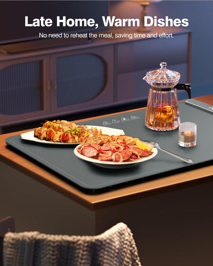 iTRUSOU Electric Warming Tray - Full Surface Heating,Rollable & Portable,Premium Silicone Nano-Material,3 Temperature Settings,Auto Shut-Off -Versatile Food Warmer for Gatherings,Parties,Everyday Use
