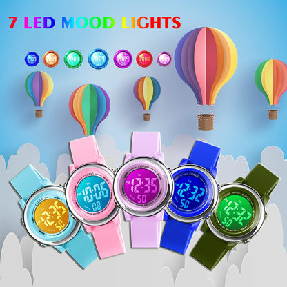 Kids Digital Sport Waterproof Watch for Girls Boys, Kid Sports Outdoor LED Electrical Watches with Luminous Alarm Stopwatch Child Wristwatch 3-12 Years