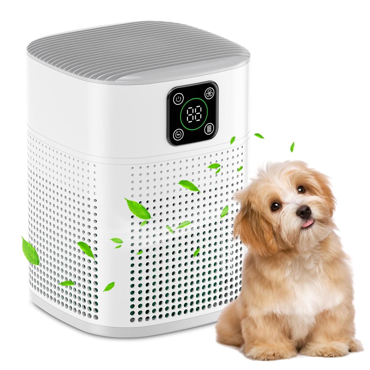 Air Purifiers for Bedroom, Honeyuan H13 HEPA Air Purifier for Home Large Room 600 sqft, Air purifiers with 360°Air Intake, 3 Fan Speeds, 3-Stage Filtration, White