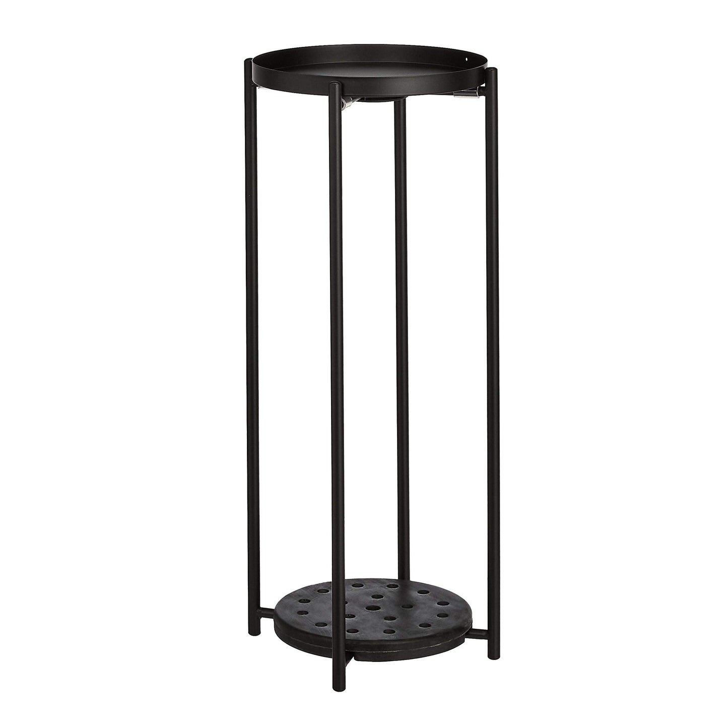 Amazon Basics Two-Tier Metal Metal Round Plant Stand, Black