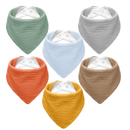 NISXABEBE Muslin Baby Bibs,Soft Triangular Baby Bandana Drool Bibs for Baby Boy Girl,Solid Colors Bib for Drooling Teething 6 Pack(Unisex)