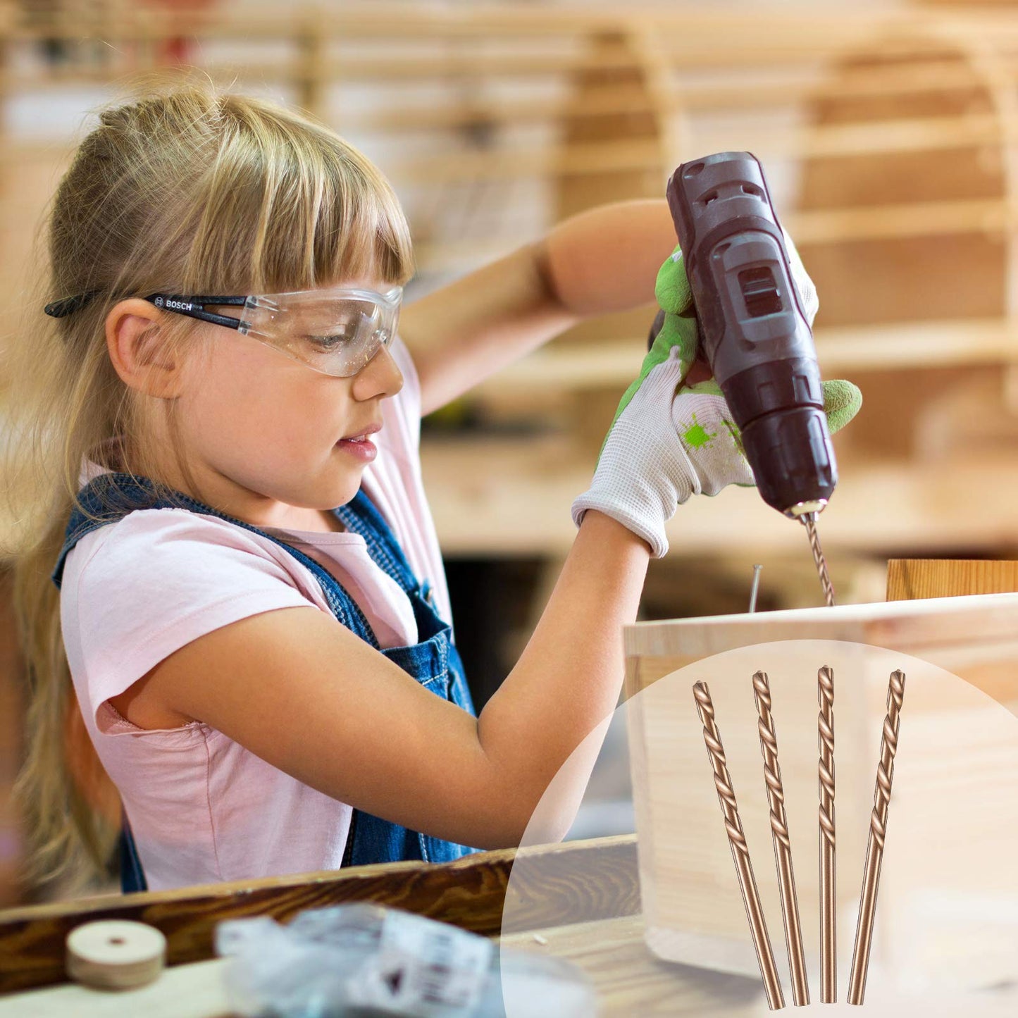 Mudder 15 Pieces 1/8" Drill Bit M35 High Speed Steel Twist Cobalt Drill Bit Set for Hardened Metal Stainless Steel Cast Iron Woodwork Plastic (1/8 Inch)