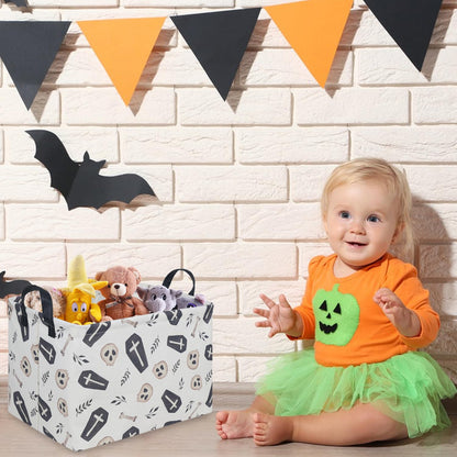 FXOCSHE Halloween goth thriller basket,Empty Halloween basket,Gothic home decor,Trick or Treat Basket for Boys and Girls,Waterproof collapsible storage box(Gothic)