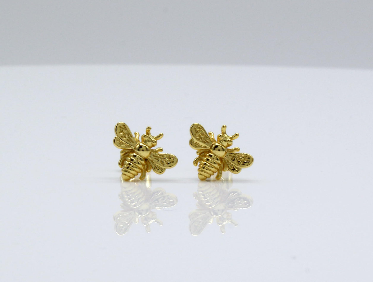 A Charmed Impression • Little Gold Bee Earrings • Gold Honeybee Studs • BumbleBee Post • Handcrafted Jewelry