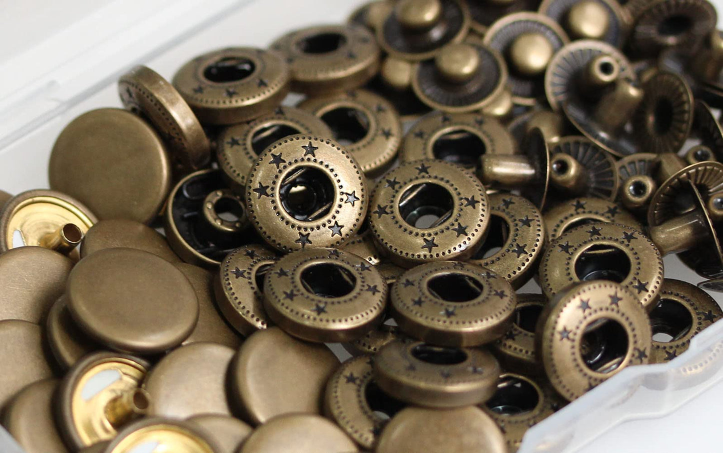 24 Sets Heavy Duty Leather Snap Fasteners Kit, BetterJonny 15mm Metal Snap Buttons Press Studs Leather Rivets Snaps with 4 Setter Tools for Clothes Bracelet Jackets Jeans, 2 Color