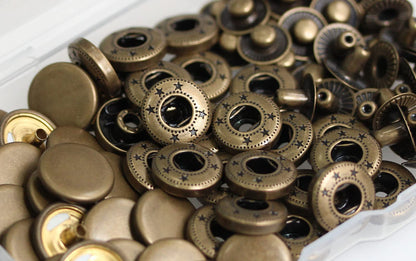 24 Sets Heavy Duty Leather Snap Fasteners Kit, BetterJonny 15mm Metal Snap Buttons Press Studs Leather Rivets Snaps with 4 Setter Tools for Clothes Bracelet Jackets Jeans, 2 Color