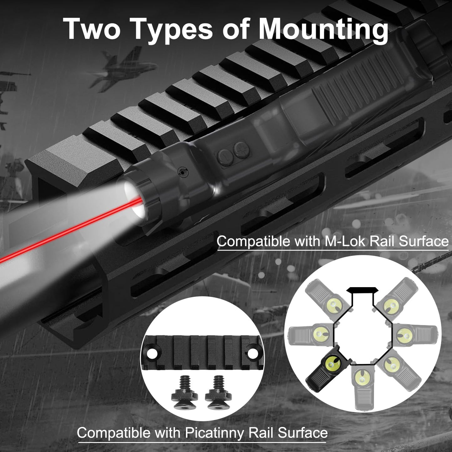 MLOK Red Laser Sight with 1000 Lumens Tactical Flashlight