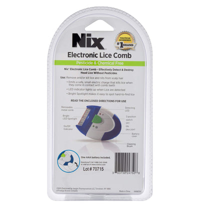 Nix Electronic Lice Comb, Instantly Kills Lice & Eggs and Removes From Hair