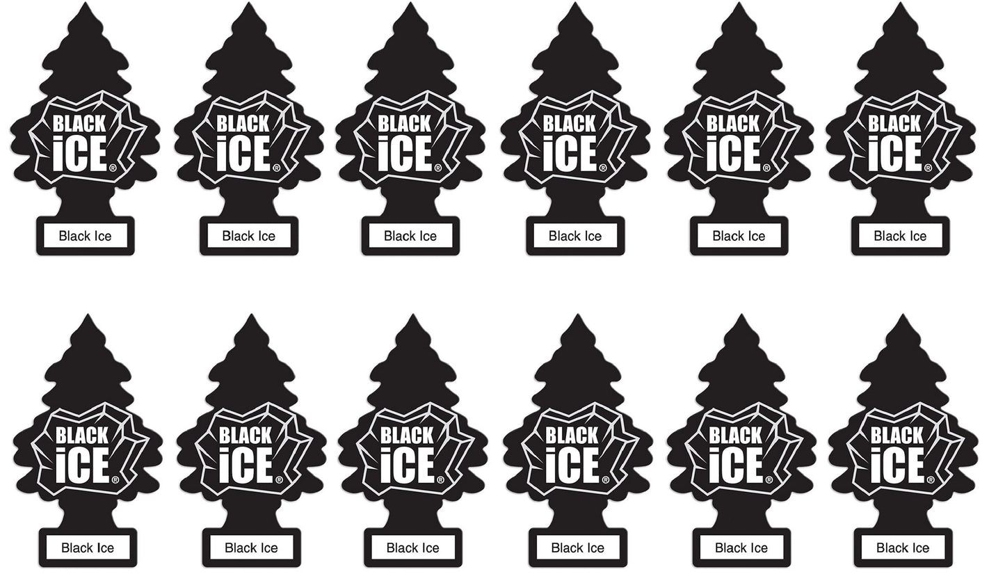 LITTLE TREES Car Air Freshener | Hanging Paper Tree for Home or Car | Black Ice | 12 Pack
