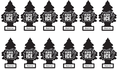 LITTLE TREES Car Air Freshener | Hanging Paper Tree for Home or Car | Black Ice | 12 Pack