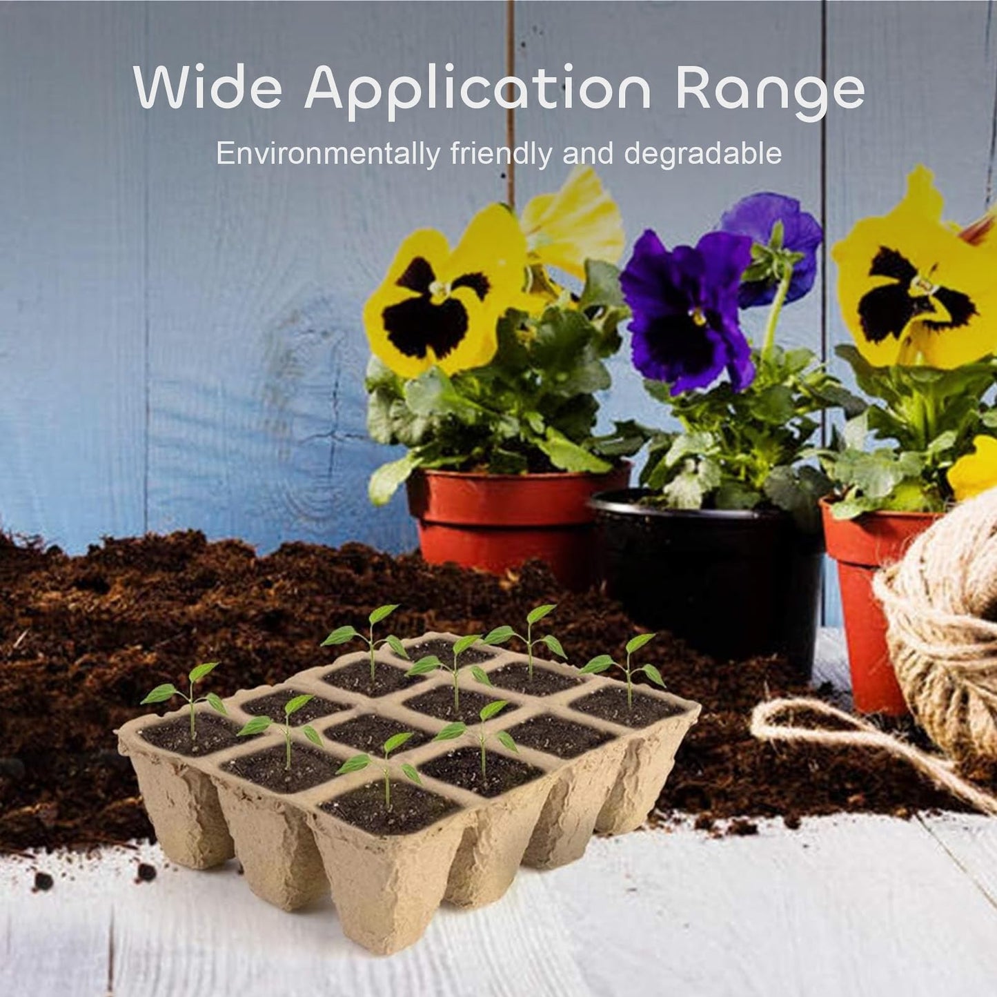 GROWNEER 144 Cells Peat Pots Seed Starter Trays, 12 Packs Biodegradable Seedling Pots Germination Trays, Organic Plant Starter Kit with 15 Pcs Plant Labels