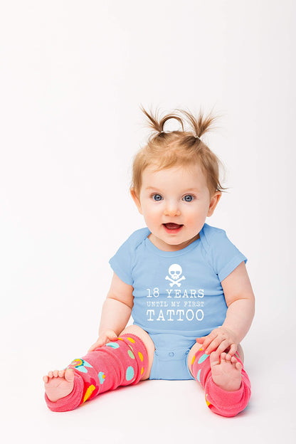 29 Years Until My First Tattoo - Funny Baby Essentials Bodysuit - Newborn Baby Boy Clothes (6 Months, Light Blue)