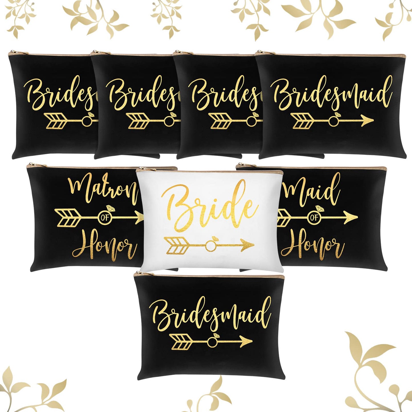 8 Pcs Bridesmaid Makeup Bag Matron of Honor Gifts Bridal Bag for Bridal Wedding Party Gift(Stylish Pattern)