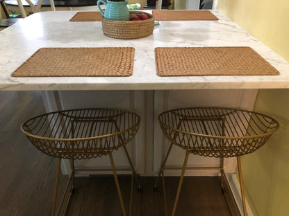 6 Pack Rectangular Woven Placemats, Rattan Wicker Table Mats, 17" x 12", Natural Seagrass Place Mats for Dining Table