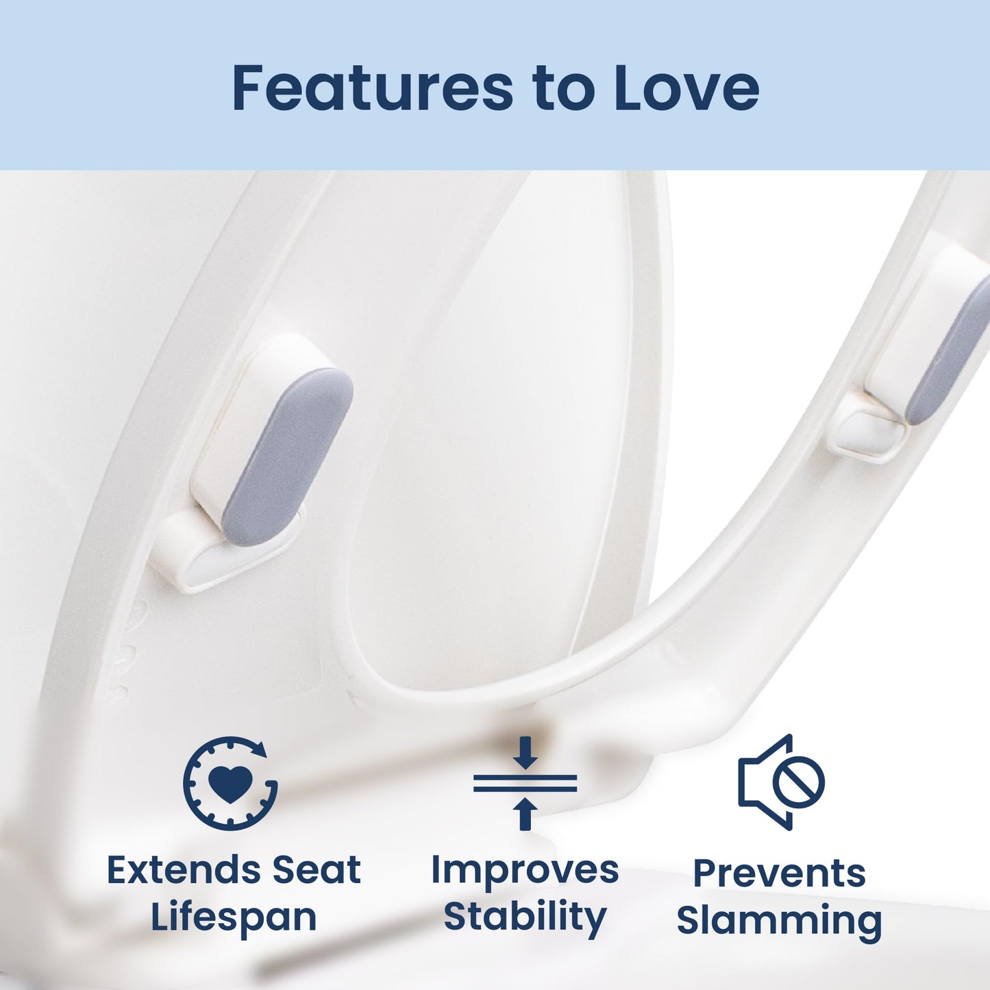 Luxe Bidet 4 Piece Universal Non-Slip Toilet Seat Bumpers with Strong Adhesive