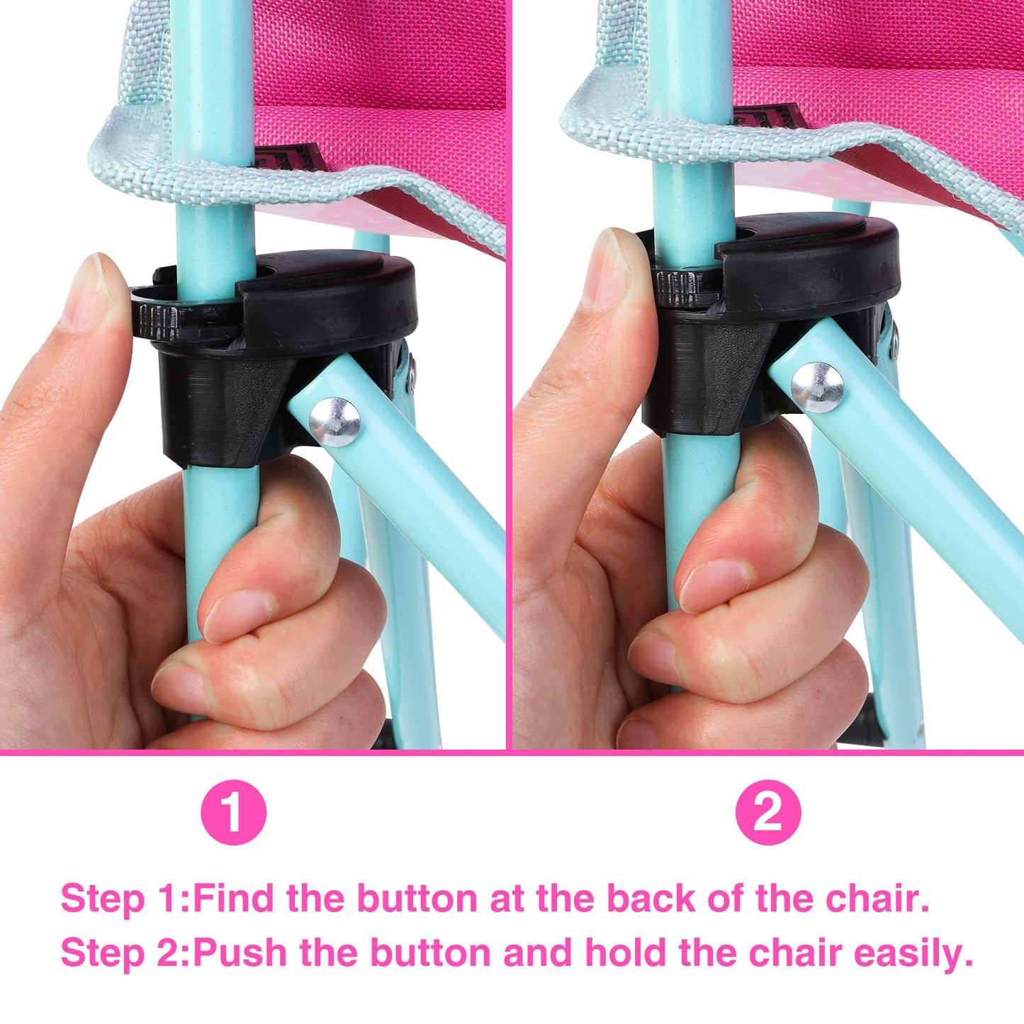 KABOER Kids Outdoor Folding Lawn and Camping Chair with Cup Holder and Carrying Bag, Children's Camping Chairs for Outdoor Beach Travel (Pink Unicorn)