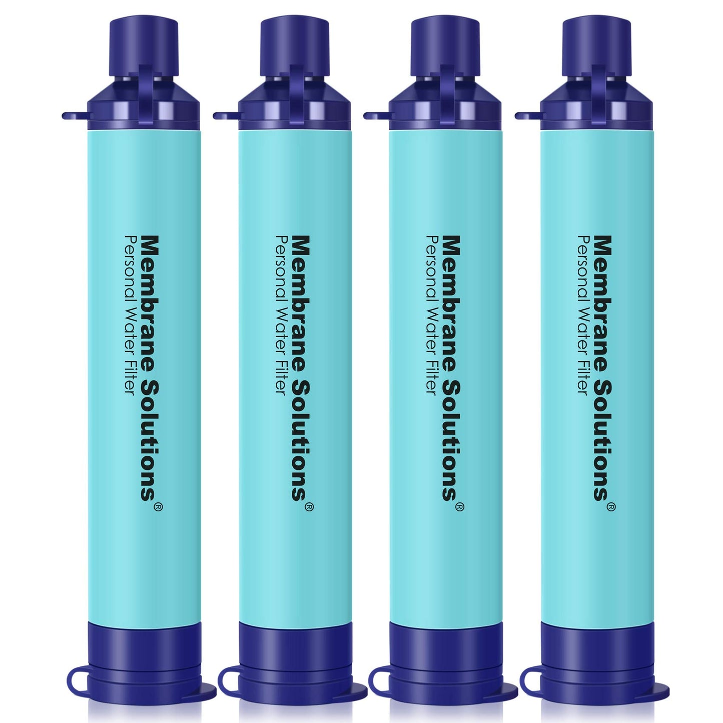 Membrane Solutions Straw Water Filter S1, NSF/ANSI 42&372&401 certificated, Survival Filtration Portable Gear, Emergency Preparedness, Supply for Drinking Hiking Camping Team Family Outing, 4 Pack