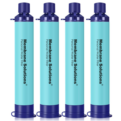 Membrane Solutions Straw Water Filter S1, NSF/ANSI 42&372&401 certificated, Survival Filtration Portable Gear, Emergency Preparedness, Supply for Drinking Hiking Camping Team Family Outing, 4 Pack