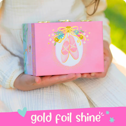 Musical Ballerina Jewelry Box for Girls - Kids Music Box with Spinning Ballerina, Ballet Birthday Gifts for Little Girls, Jewelry Boxes, 6 x 4.7 x 3.5 in - Ages 3-10,Pink