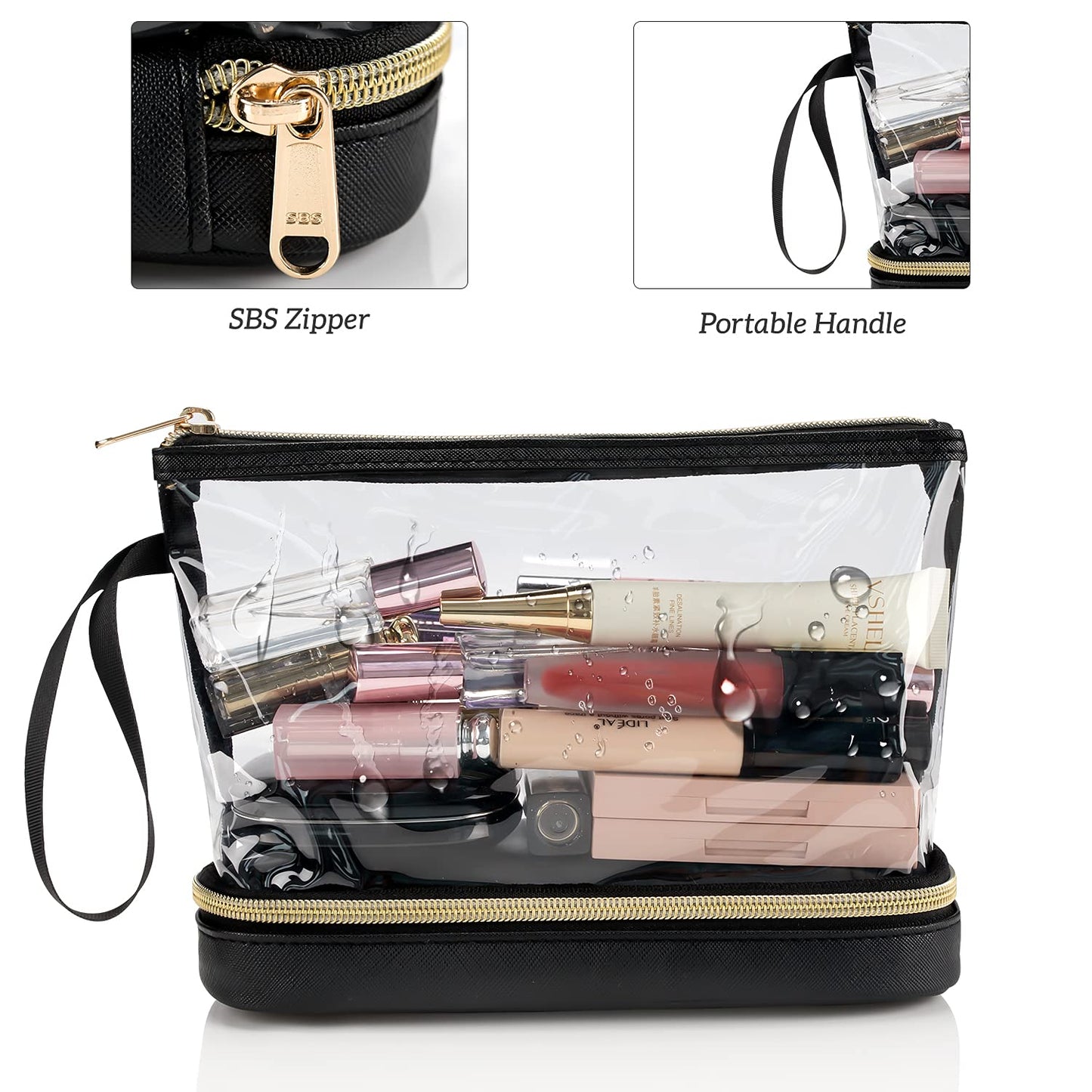 Ethereal Travel Makeup Bag, Clear Cosmetic Bag Make Up Organizer TSA Approved Toiletry Bag, Waterproof Pouch for Women Purse for Toiletries Accessories Brushes