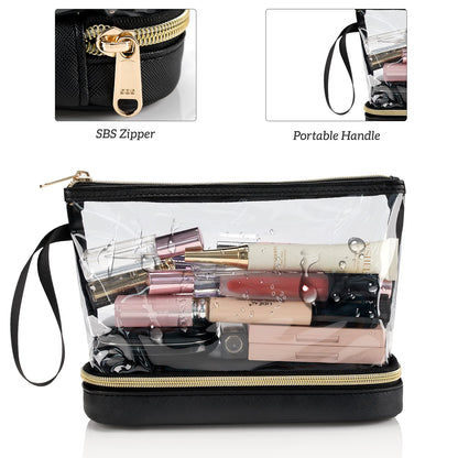 Ethereal Travel Makeup Bag, Clear Cosmetic Bag Make Up Organizer TSA Approved Toiletry Bag, Waterproof Pouch for Women Purse for Toiletries Accessories Brushes