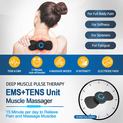 Mini Massager,Rechargeable Intelligent TENS Unit Muscle Stimulator for Pain Relief - FSA or HSA Eligible Deep Tissue EMS Massager Management for Back, Neck, Arm Electronic Pulse Machine