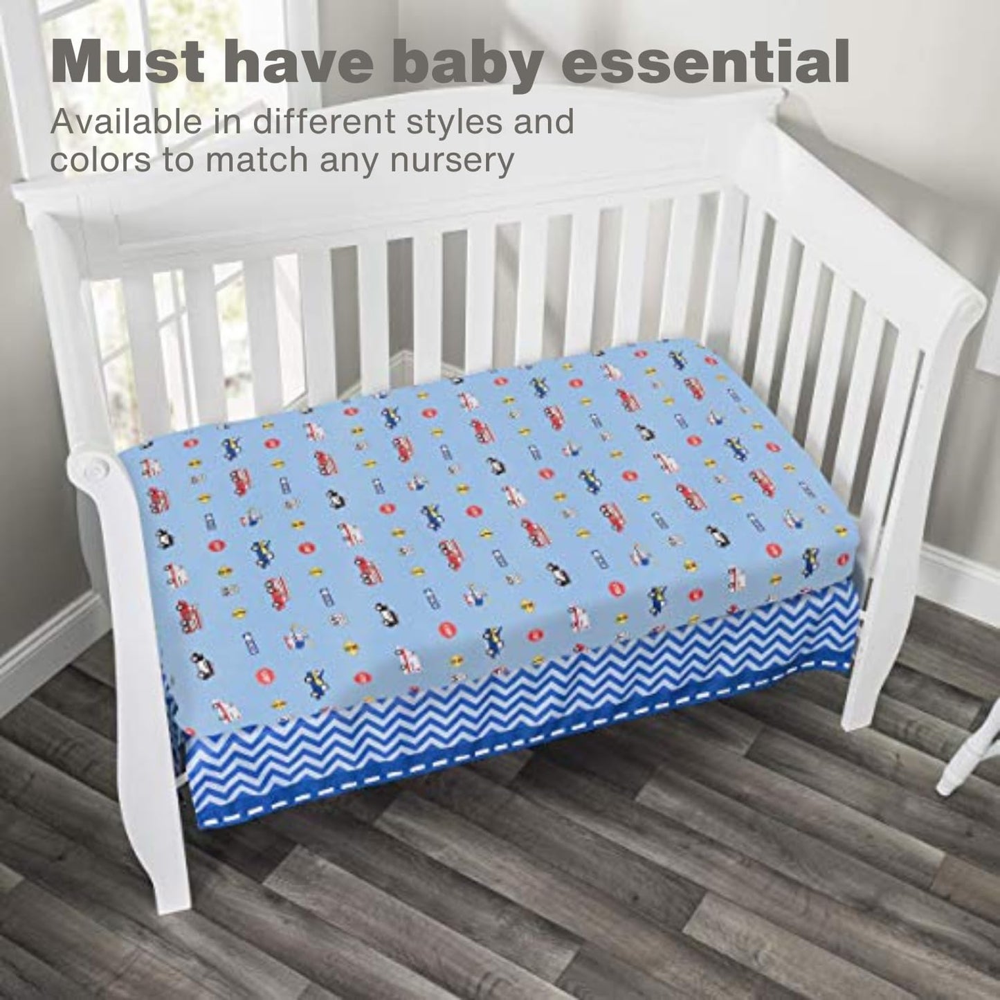 Everyday Kids 2 Pack Fitted Boys Crib Sheet, 100% Soft Breathable Microfiber Baby Sheet, Fits Standard Size Crib Mattress 28in x 52in, Nursery Sheet - Rescue/Blue