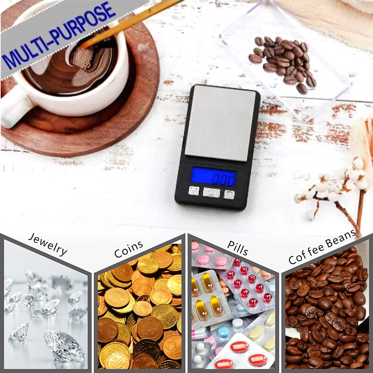 Fuzion Ultra Mini Gram Scale, 100/0.01g Mini Scale, Digital Pocket Scale, Small Jewelry Scale with Tray, Food Scale with 6 Units Conversion, Tare, LCD Display