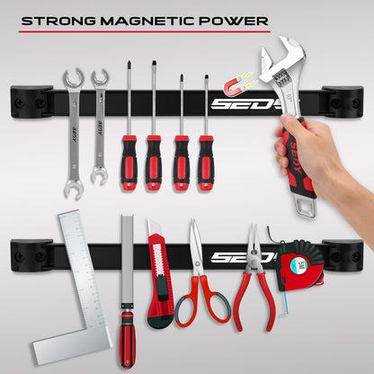 Magnetic Tool Holder Storage Organizer: 7-Piece Garage Wall Mount Rack Organization Strip Power Magnet Organizers Mounted Workbench Board Slatwall Van Hanger