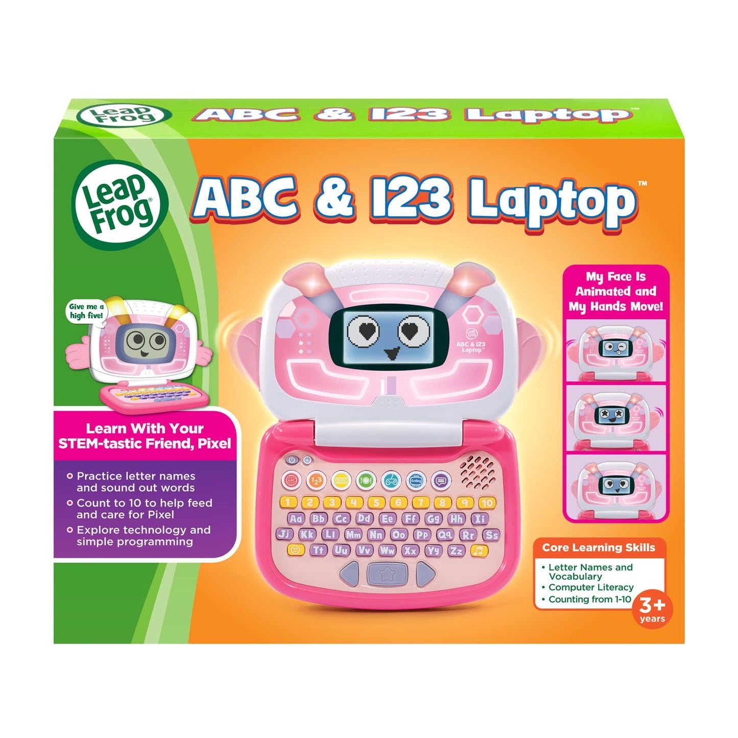 LeapFrog ABC and 123 Laptop for Preschoolers Ages 3-7 Years, Pink