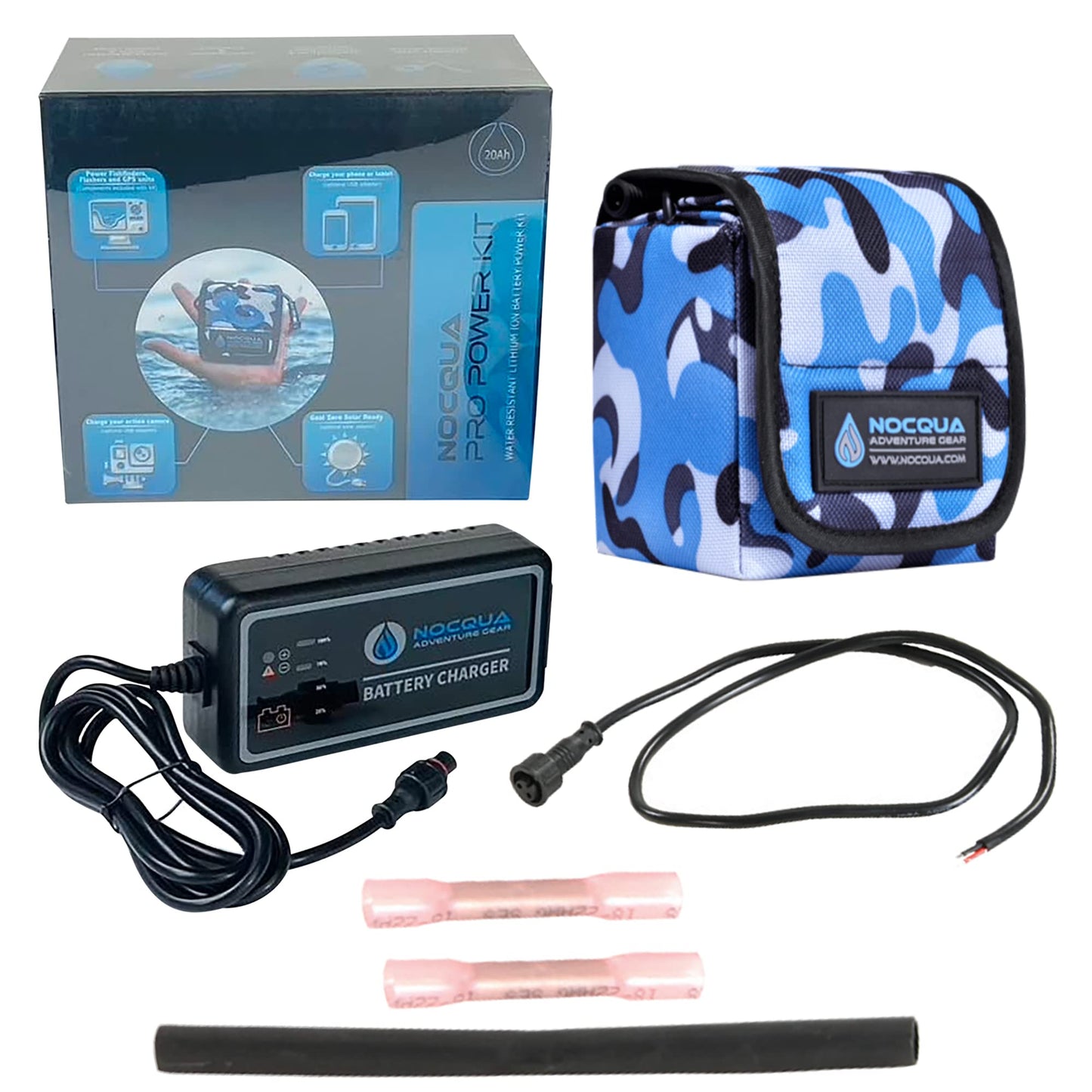 NOCQUA Pro Power Water-Resistant Battery & Charger Kit - Compatible with GPS, Depth & Fish Finders, & Most 12 Volt Electronics