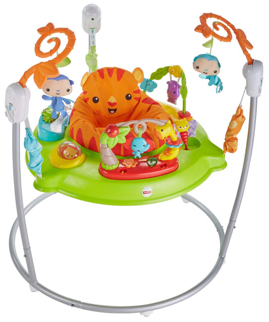 Fisher-Price Baby Bouncer Tiger Time Jumperoo Musical Activity Center with Lights Sounds & Developmental Toys
