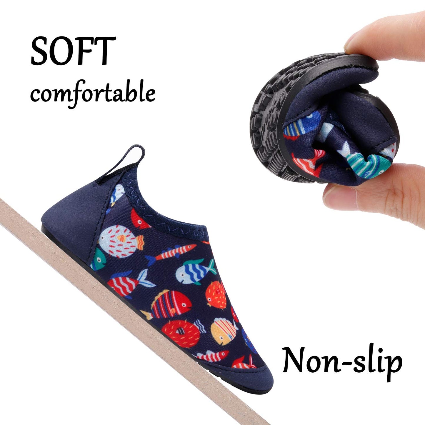 L-RUN Toddler Walking Shoes Barefoot Skin Aqua Socks Navy 0-6 Months=EU15-16