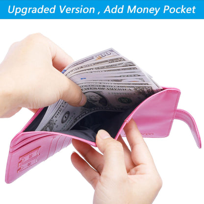 Passport Holder Cover Wallet RFID Blocking Leather Card Case Travel Accessories for Women Men (Pink)