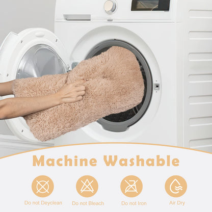 JOEJOY Large Dog Bed Crate Pad, Deluxe Plush Washable Dog Beds Fulffy Soft Kennel Pad Anti-Slip Pet Sleeping Mat for Extra Large Medium Small Dogs, 40" x 27", Beige