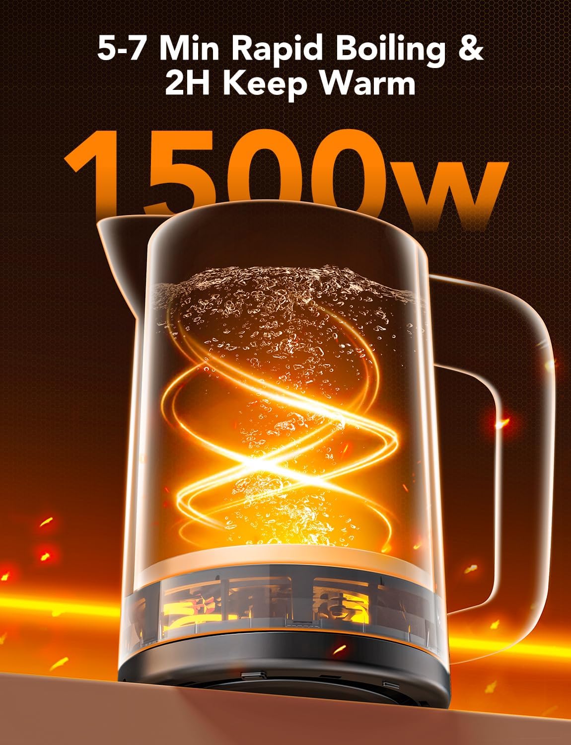 GoveeLife Smart Kettle Temperature Control 1.7L, 1500w WiFi Tea Kettle Electric with LED Indicator Lights, Remotely Control, 2H Keep Warm, 4 Presets Hot Water Boiler for Tea & Coffee & DIY