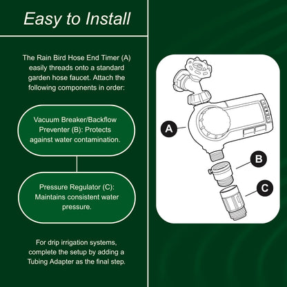 Rain Bird 1ZEHTMRP Premium Professional Grade Electronic Digital Hose End Timer/Controller, One Zone/Station, Battery Operated, Brass Inlet/Outlet