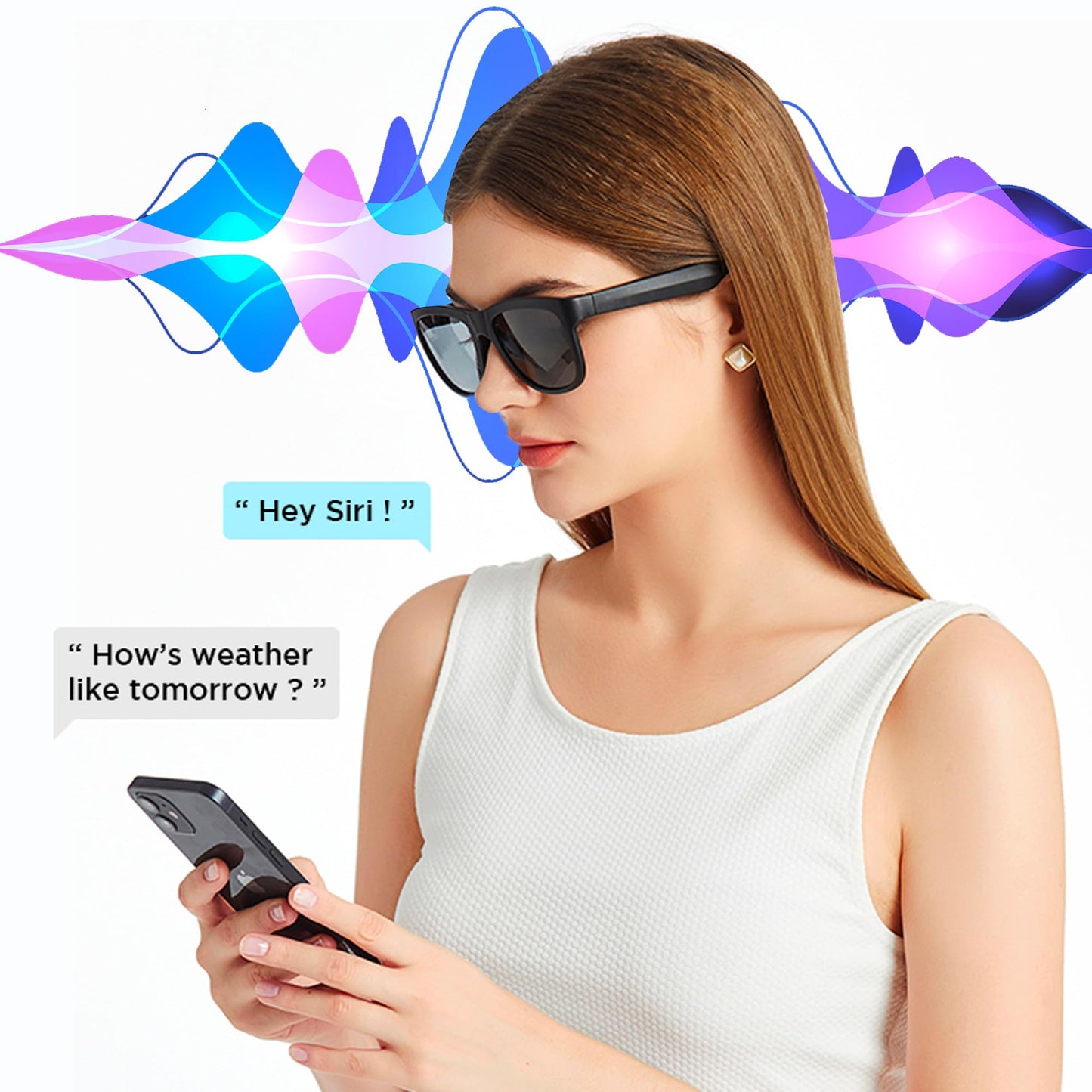 GS01 Smart Bluetooth Sunglasses, Audio Sunglasses With Speaker,Polarized lens, Touch Control, Open Ear Music and Hands-Free (Red)