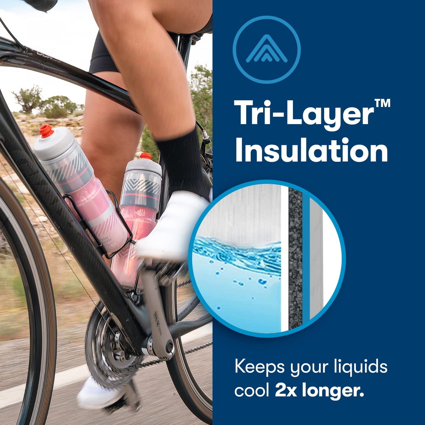 Polar Bottle Breakaway Insulated Water Bottle - BPA Free, Cycling & Sports Squeeze Bottle (Tartan - Bubble Gum Pink / Navy, 24 Oz)