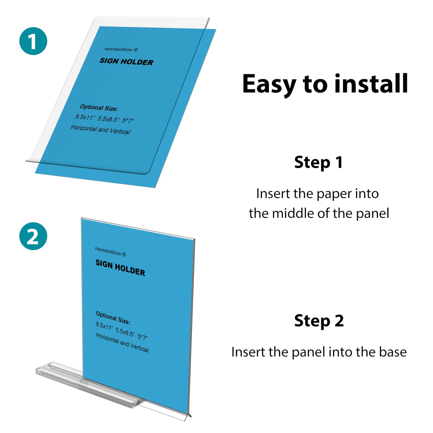 newnewshow 8.5x11 Acrylic Sign Holder 3 Pack Vertical Double-Sided Display (Optional 8.5x11 8.5x5.5 5x7 Horizontal and Vertical)