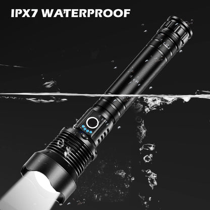 Rechargeable Flashlights 90,000 Lumens, Super Bright LED Flashlight High Lumens with USB Cable, 5 Modes Waterproof Flashlight Powerful Flash Light for Home Camping Hiking