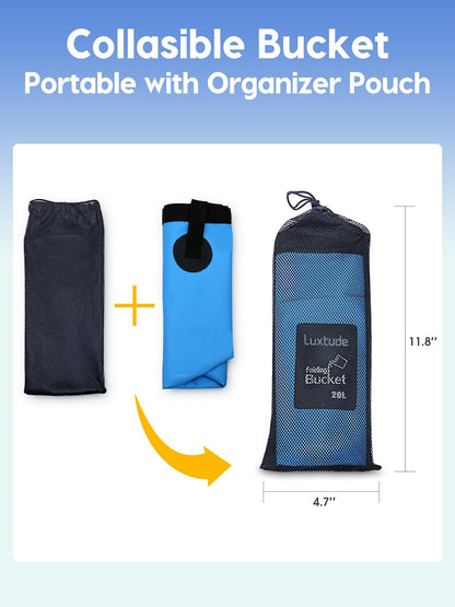 Luxtude Collapsible Bucket, 5 Gallon Bucket(20L), Beach Buckets, Fishing Buckets, Portable & Ultra Lightweight Outdoor Basin Container, Folding Basin Container for Fishing, Camping, Hiking, Beaching