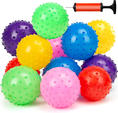 LOVEINUSA Bounce Ball, 12 Pack Sensory Massage Balls with Air Pump, for Stress Relief, Adult Sensory Toys & Kids Party Favors
