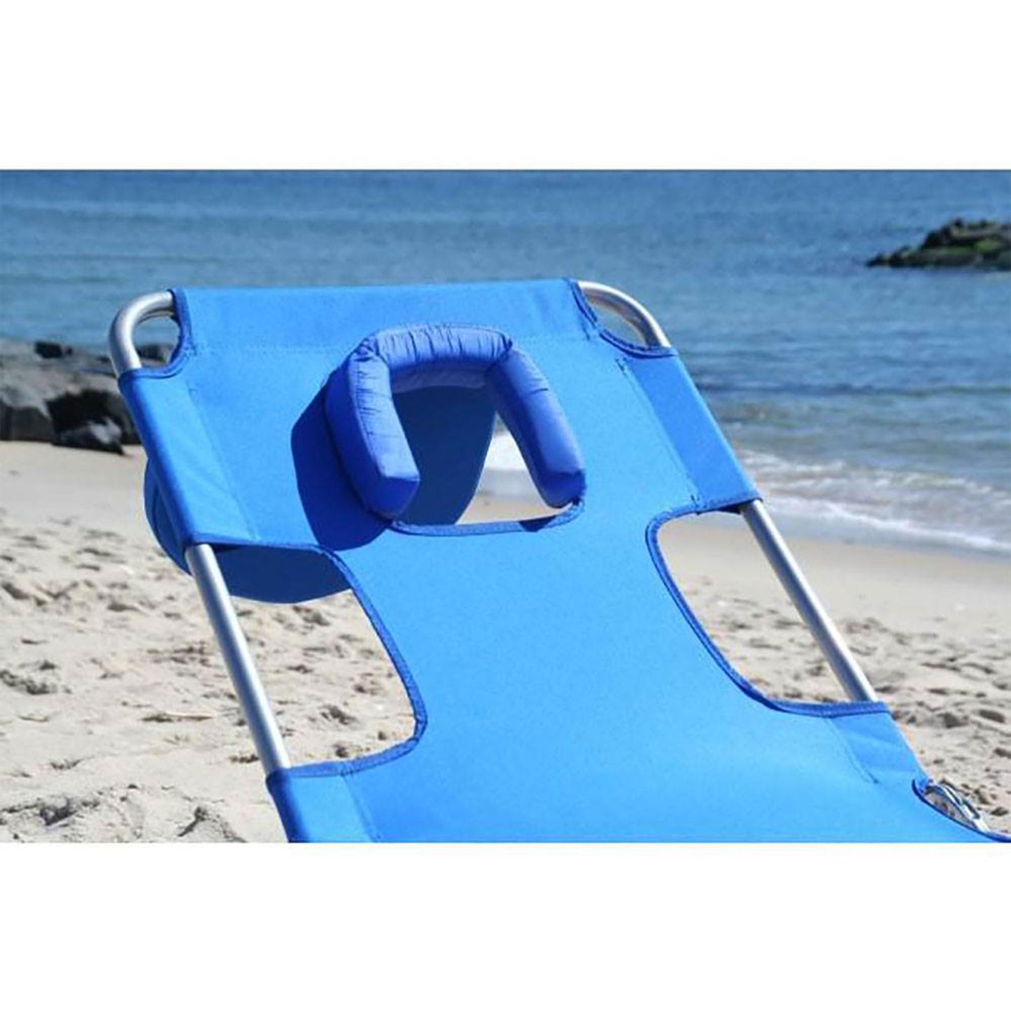 Ostrich Beach Lounge Chair, Folding & Reclining Outdoor Chaise Lounger, Blue - Portable Adjustable Recliner Chair for Lawn, Pool, Patio, Garden, and Yard