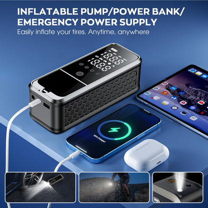 KZKB Tire Inflator Portable Air Compressor, 160 PSI Air Pump for Car Tires with Digital Pressure Gauge, Bike Tire Pump with LED Light Portable Tire Inflator for Car, Bike, Motorcycle, Ball