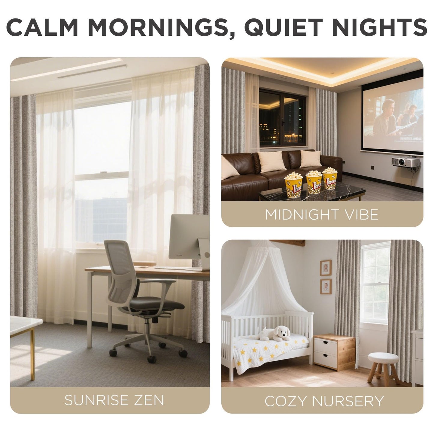 Joydeco 100% Blackout Curtains for Bedroom - Natural Linen Curtains 84 Inch Long, Thermal Insulated 2 Panels Linen Light Blocking Drapes, Rod Pocket & Back Tabs, Darkening Privacy for Living Room