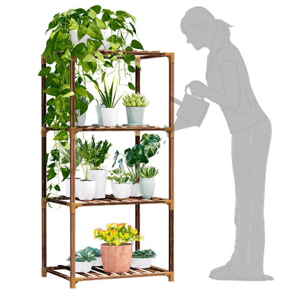 New England 4-Tier Wooden Plant Stand for Indoor/Outdoor Use, Perfect for Living Room, Patio, or Balcony - Supports Multiple Plants, Ideal Gift for Plant Lovers