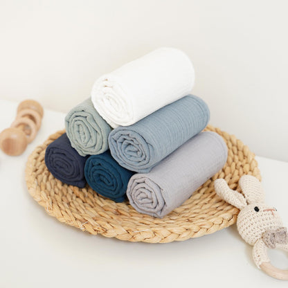 Konssy Muslin Baby Burp Cloths Sets for Unisex- 6 Pack Large 100% Cotton Burping Clothes for Newborn, Baby Girls and Boys